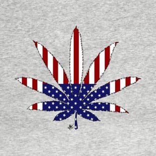 Marijuana Leaf - American Flag T-Shirt